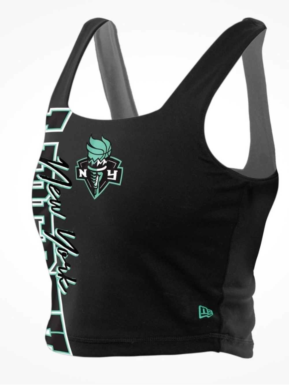 Women's New Era Black/Gray New York Liberty Reversible Cropped Top, Sz Small